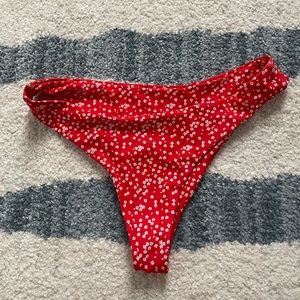 Red floral cheeky bathing suit bottoms